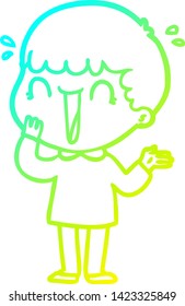 dibujo en línea de gradiente frío de un caricaturista