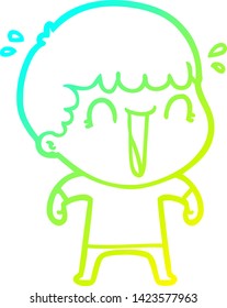 cold gradient line drawing of a laughing cartoon man