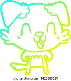 cold gradient line drawing of a laughing cartoon dog