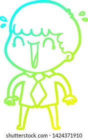 cold gradient line drawing of a laughing cartoon man in shirt and tie