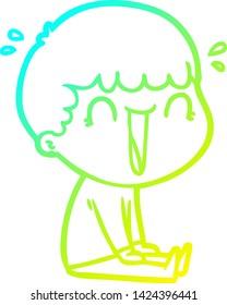 cold gradient line drawing of a laughing cartoon man