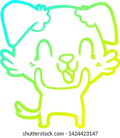 cold gradient line drawing of a laughing cartoon dog