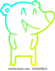 dibujo de línea de gradiente frío de una caricatura de oso riéndose