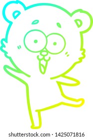 kalte Gradientenzeichnung eines lachenden Teddybären-Cartoons