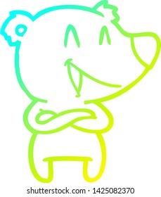cold gradient line drawing of a laughing bear cartoon