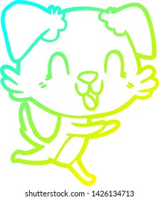 cold gradient line drawing of a laughing cartoon dog