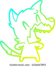 cold gradient line drawing of a laughing fox cartoon