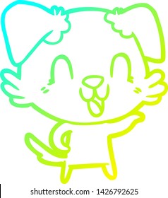 dibujo de línea de gradiente frío de un perro caricaturista