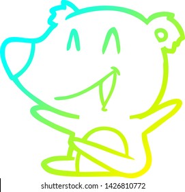 cold gradient line drawing of a laughing bear cartoon