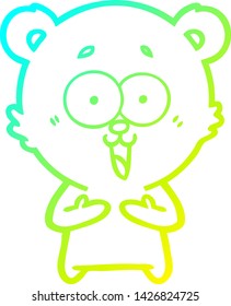 cold gradient line drawing of a laughing teddy  bear cartoon