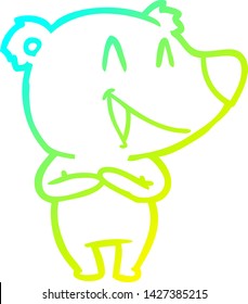 cold gradient line drawing of a laughing bear cartoon