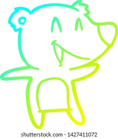 cold gradient line drawing of a laughing bear cartoon