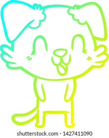 cold gradient line drawing of a laughing cartoon dog