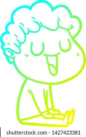 dibujo en línea de gradiente frío de un caricaturista