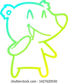dibujo de línea de gradiente frío de una caricatura de oso riéndose