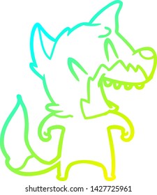 cold gradient line drawing of a laughing fox cartoon