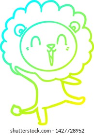 dibujo de una línea de gradiente frío de una caricatura de un león que se ríe