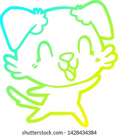cold gradient line drawing of a laughing cartoon dog