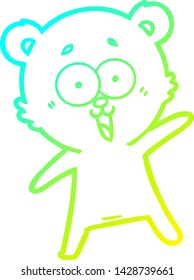 cold gradient line drawing of a laughing teddy  bear cartoon