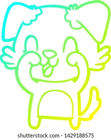 cold gradient line drawing of a laughing cartoon dog