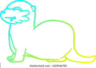 cold gradient line drawing of a laughing otter cartoon