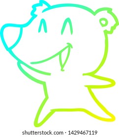 cold gradient line drawing of a laughing polar bear cartoon