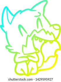 cold gradient line drawing of a laughing fox cartoon
