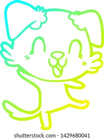 cold gradient line drawing of a laughing cartoon dog
