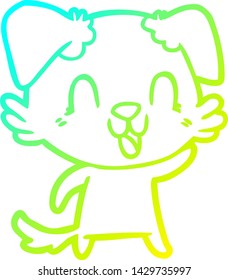cold gradient line drawing of a laughing cartoon dog