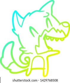 cold gradient line drawing of a laughing fox cartoon