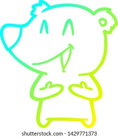 cold gradient line drawing of a laughing bear cartoon