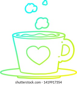 cold gradient line drawing of a a lovely cup of coffee