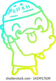 cold gradient line drawing of a man with beard sticking out tongue