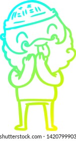 cold gradient line drawing of a man with beard sticking out tongue