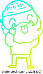 cold gradient line drawing of a man with beard sticking out tongue
