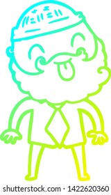 cold gradient line drawing of a man with beard with hat and shirt