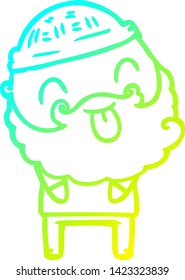 cold gradient line drawing of a man with beard sticking out tongue