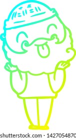 cold gradient line drawing of a man with beard sticking out tongue