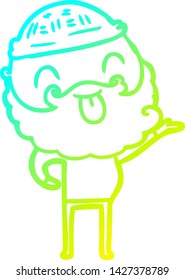 cold gradient line drawing of a man with beard sticking out tongue