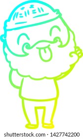 cold gradient line drawing of a man with beard sticking out tongue