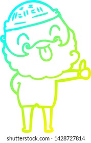 cold gradient line drawing of a man with beard sticking out tongue