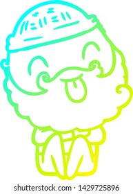 cold gradient line drawing of a man with beard sticking out tongue