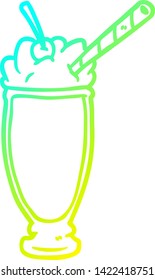 cold gradient line drawing of a milkshake