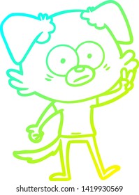 cold gradient line drawing of a nervous dog in t shirt