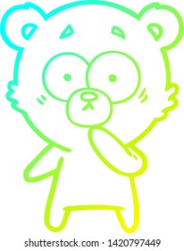 dibujo de línea de gradiente frío de una caricatura de oso polar nervioso