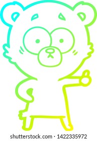 cold gradient line drawing of a nervous polar bear cartoon
