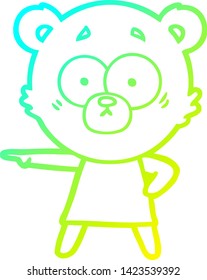 cold gradient line drawing of a nervous polar bear cartoon