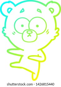 cold gradient line drawing of a nervous dancing bear cartoon