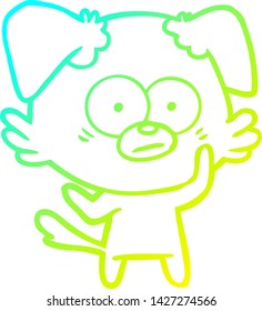 cold gradient line drawing of a nervous dog cartoon