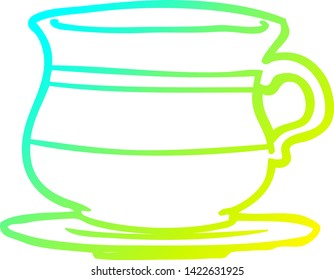 cold gradient line drawing of a old tea cup